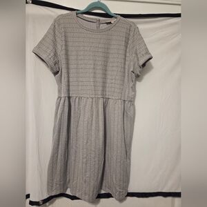 Loft Casual Grey Patterned Short Sleeve Dress